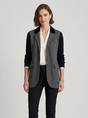 Lauren Ralph Lauren Two-Tone Knit Blazer | Size Medium